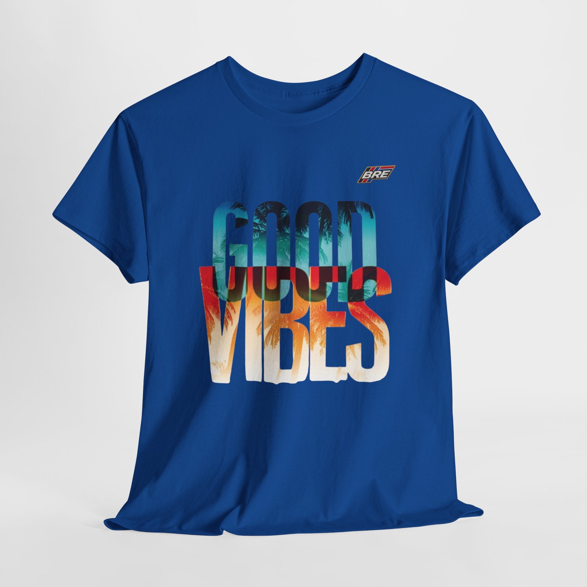 Good Vibes Graphic Tee — Sunset Palm Beach Retro T-Shirt