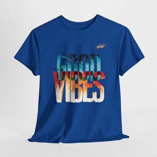 Good Vibes Graphic Tee — Sunset Palm Beach Retro T-Shirt