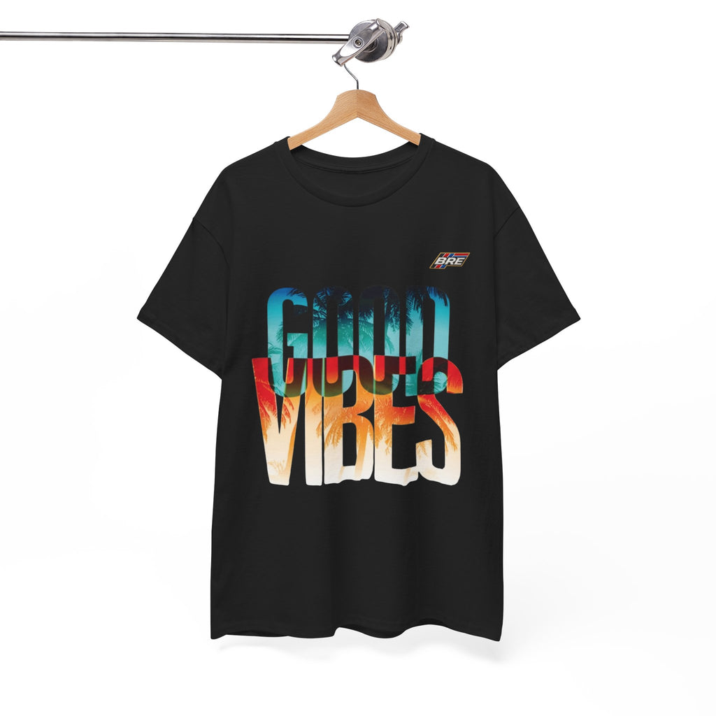Good Vibes Graphic Tee — Sunset Palm Beach Retro T-Shirt