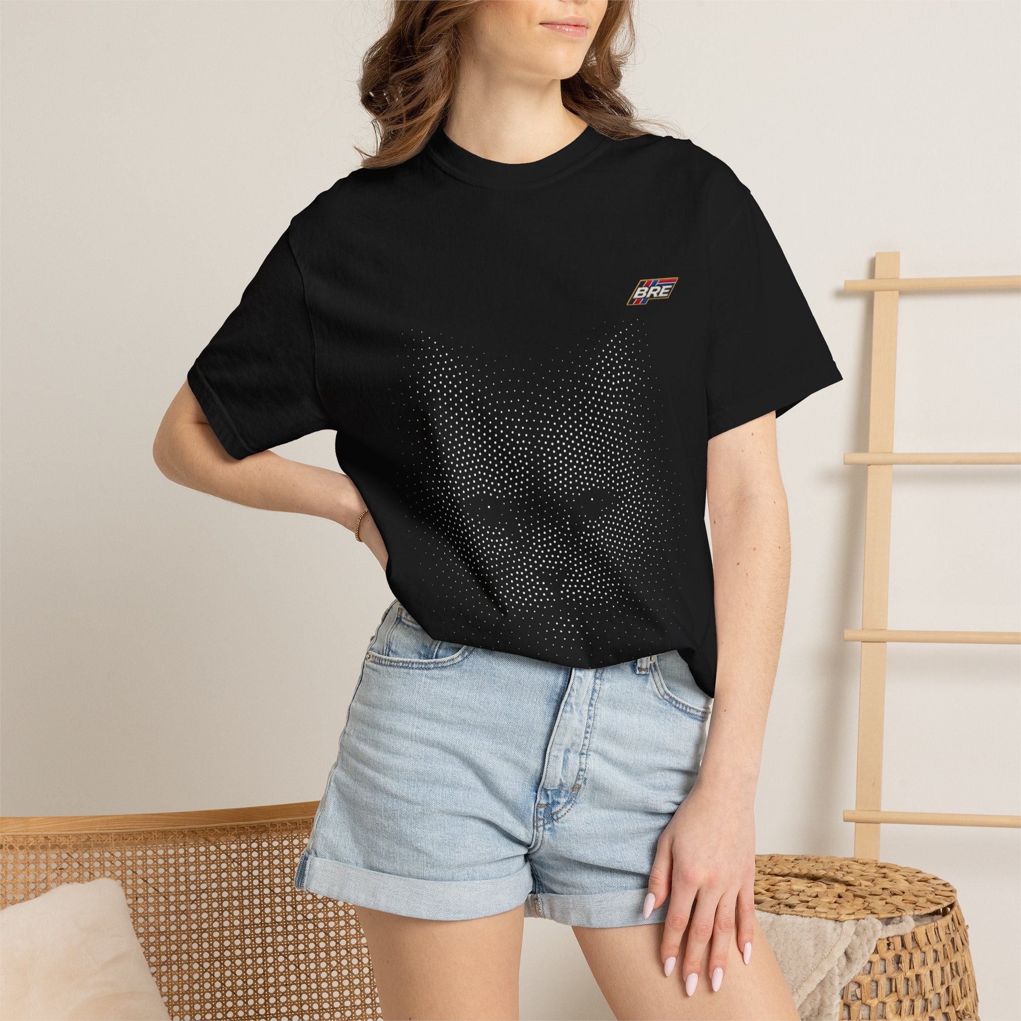 Cat Dots Graphic T-Shirt — Subtle Cat Face Tee with 'Babe' Accent