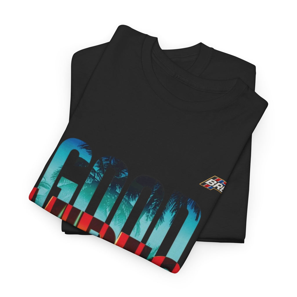 Good Vibes Graphic Tee — Sunset Palm Beach Retro T-Shirt