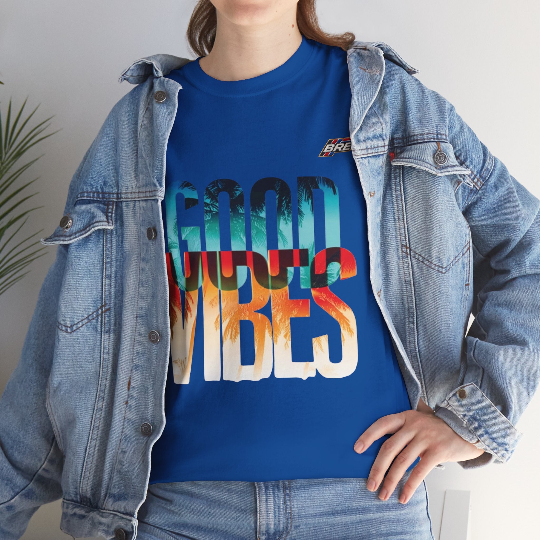 Good Vibes Graphic Tee — Sunset Palm Beach Retro T-Shirt
