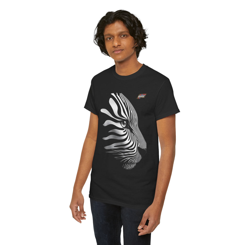 Zebra Illusion Tee — Monochrome Optical Animal Graphic Shirt