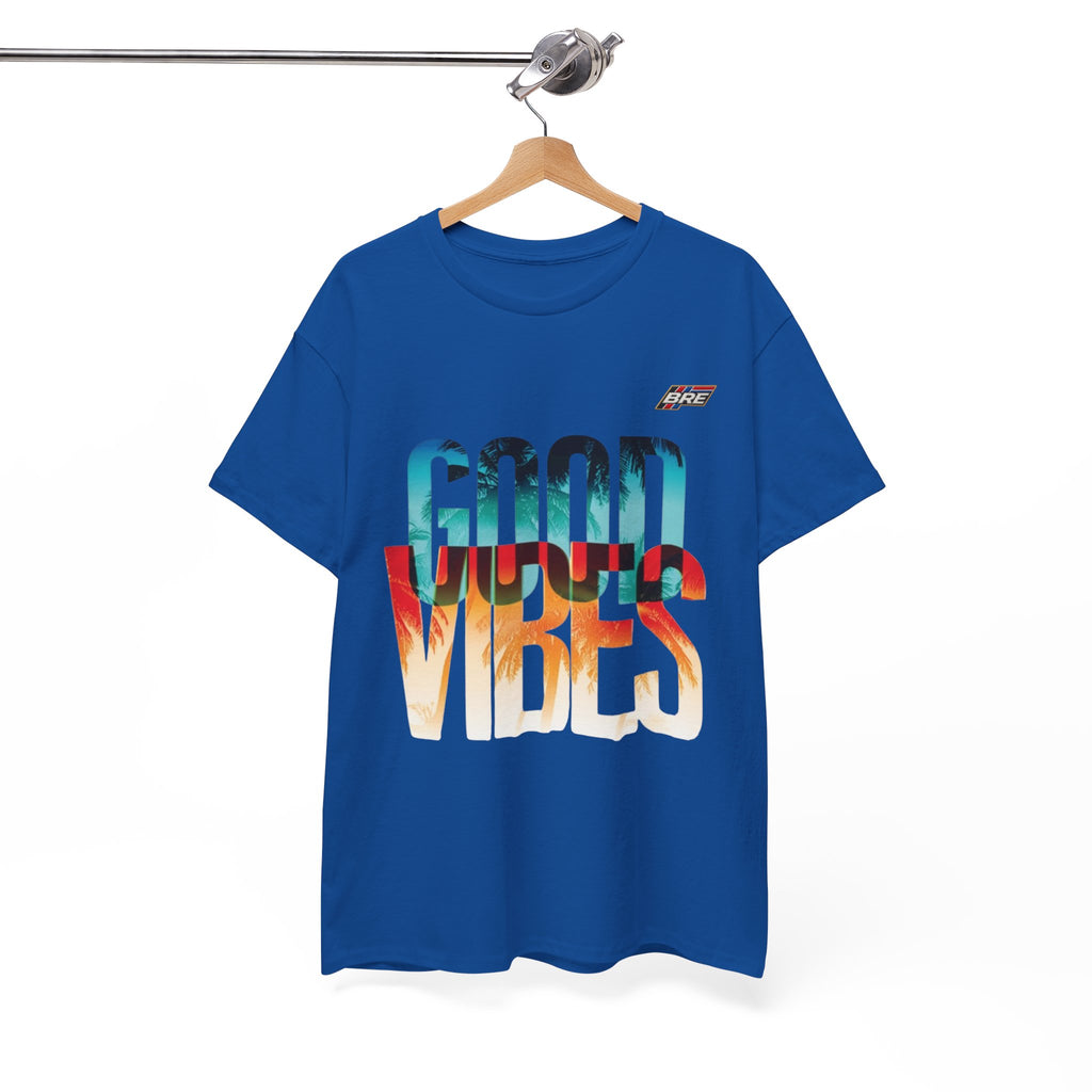 Good Vibes Graphic Tee — Sunset Palm Beach Retro T-Shirt