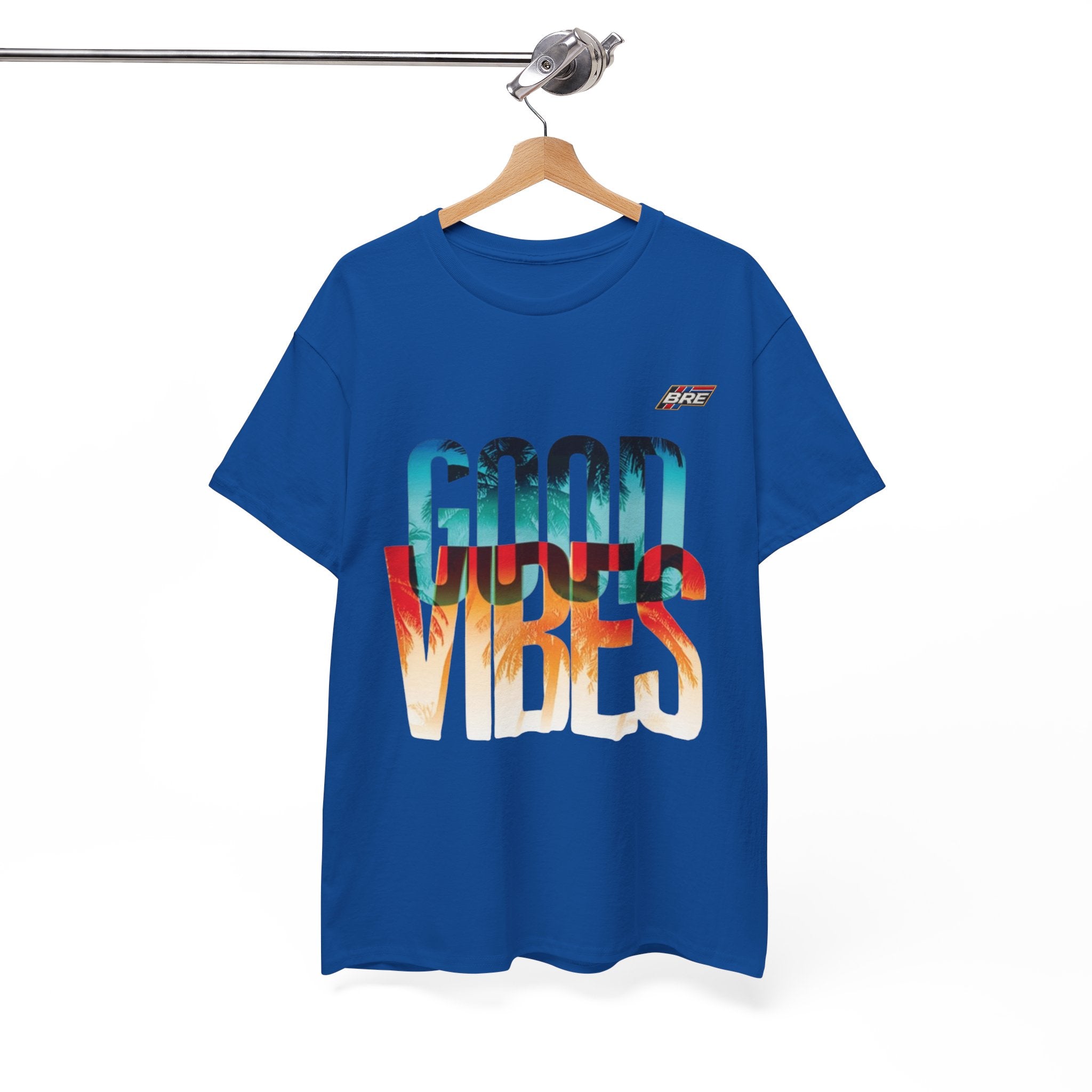 Good Vibes Graphic Tee — Sunset Palm Beach Retro T-Shirt