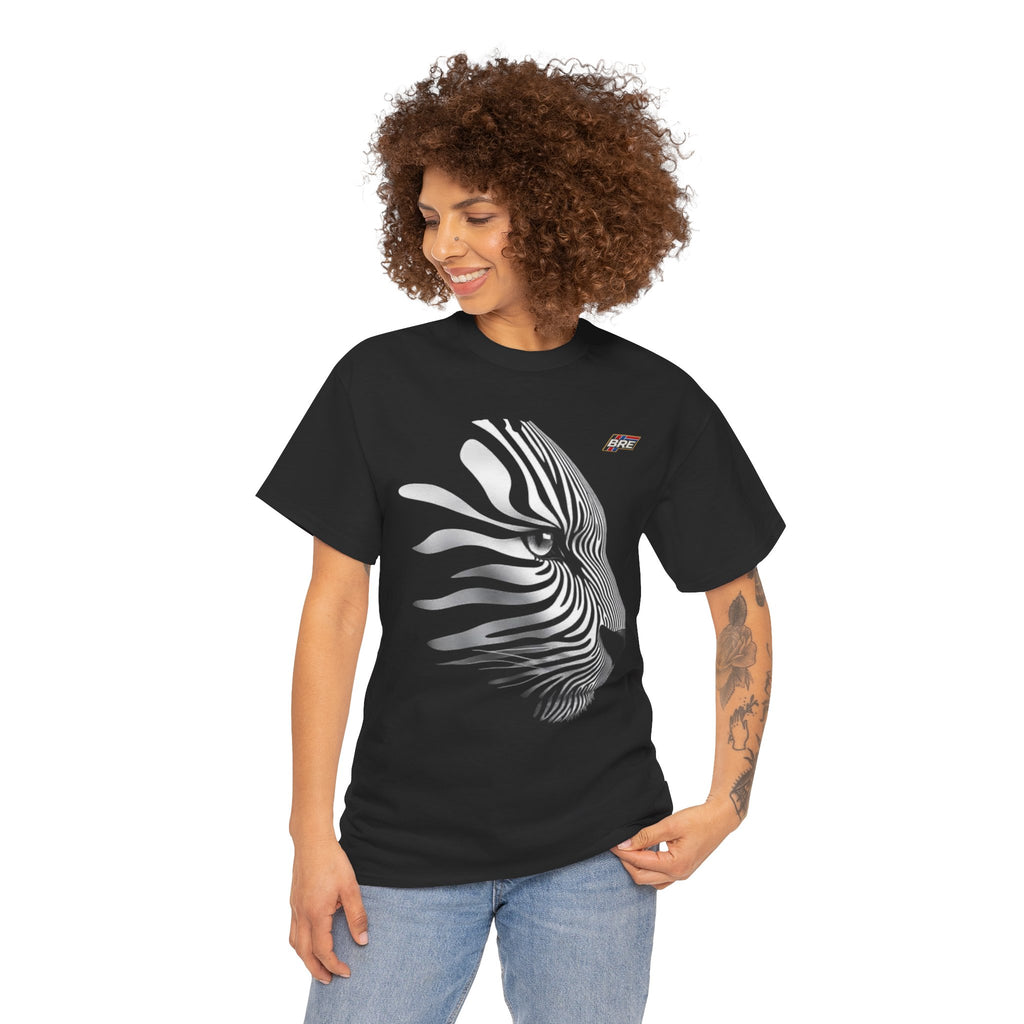 Zebra Illusion Tee — Monochrome Optical Animal Graphic Shirt