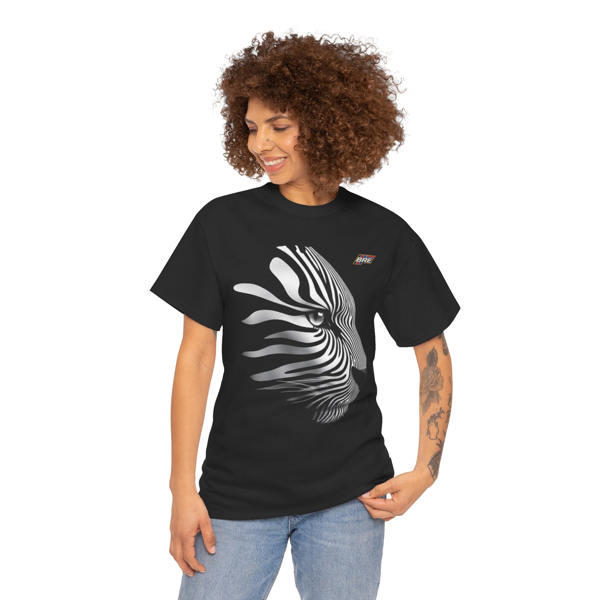 Zebra Illusion Tee — Monochrome Optical Animal Graphic Shirt