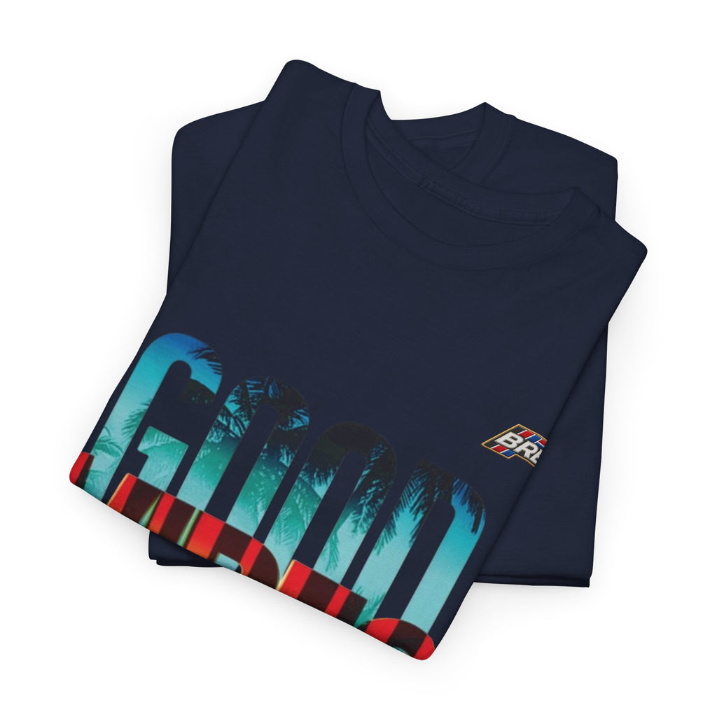 Good Vibes Graphic Tee — Sunset Palm Beach Retro T-Shirt