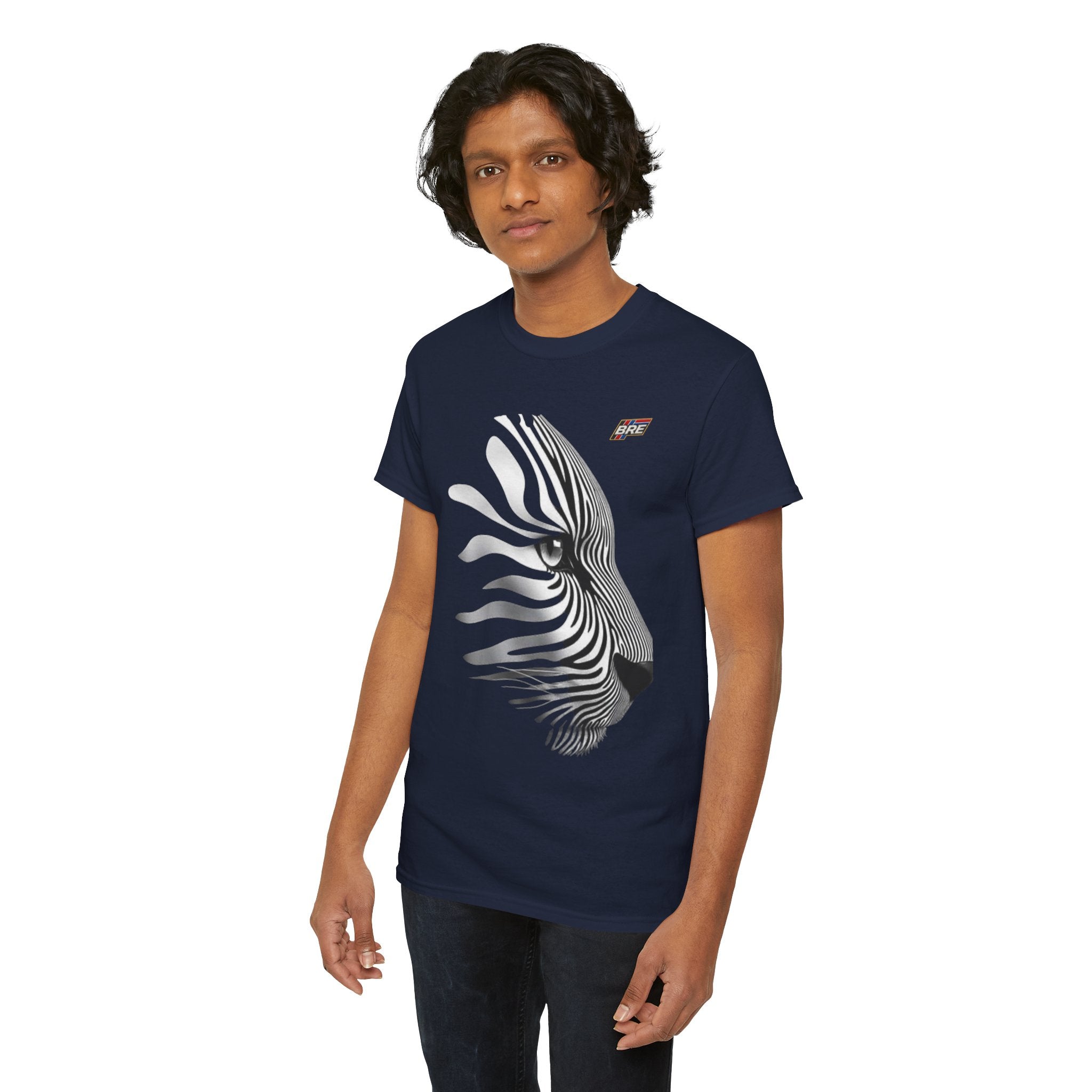 Zebra Illusion Tee — Monochrome Optical Animal Graphic Shirt