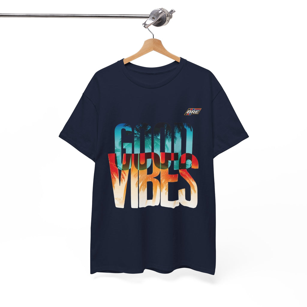 Good Vibes Graphic Tee — Sunset Palm Beach Retro T-Shirt