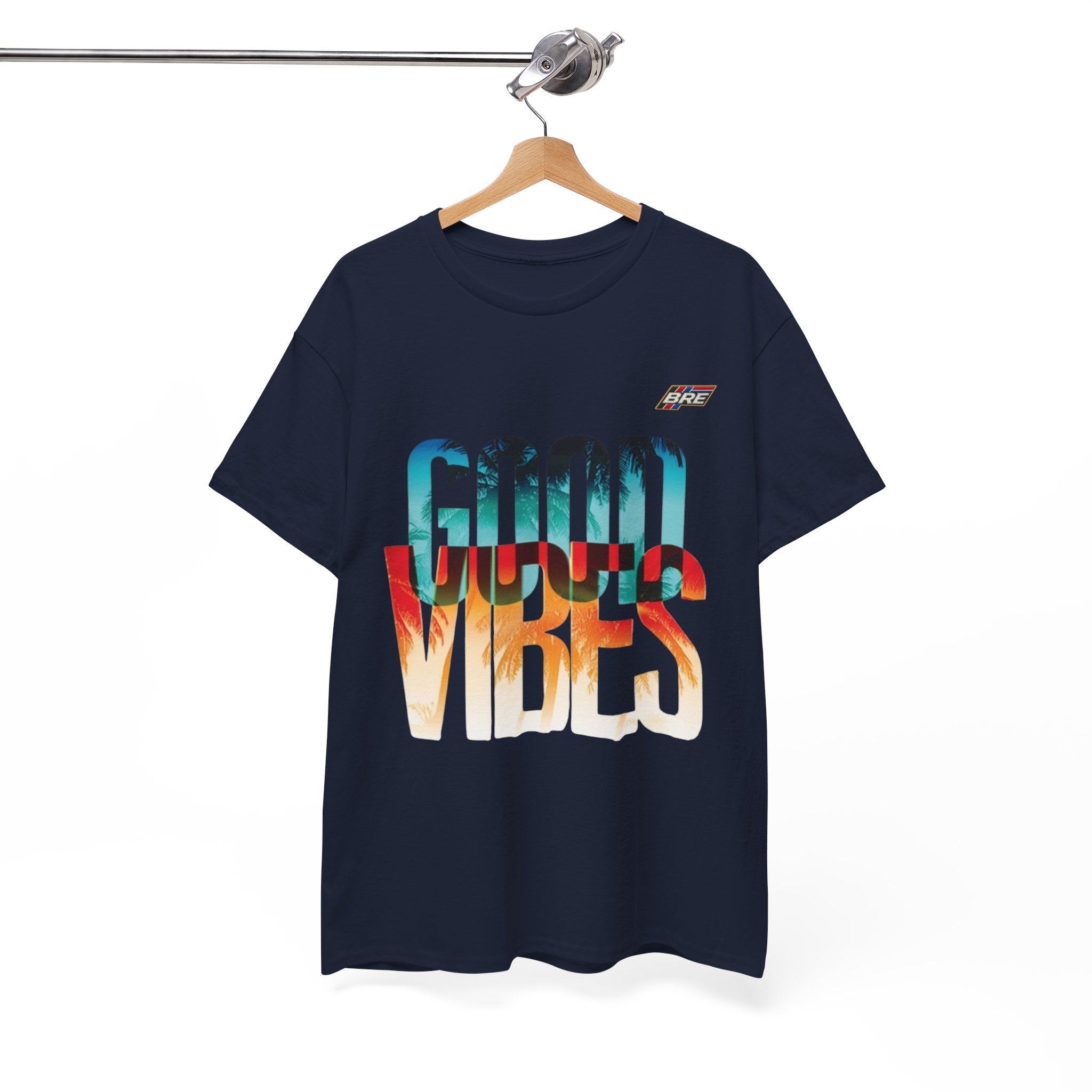 Good Vibes Graphic Tee — Sunset Palm Beach Retro T-Shirt