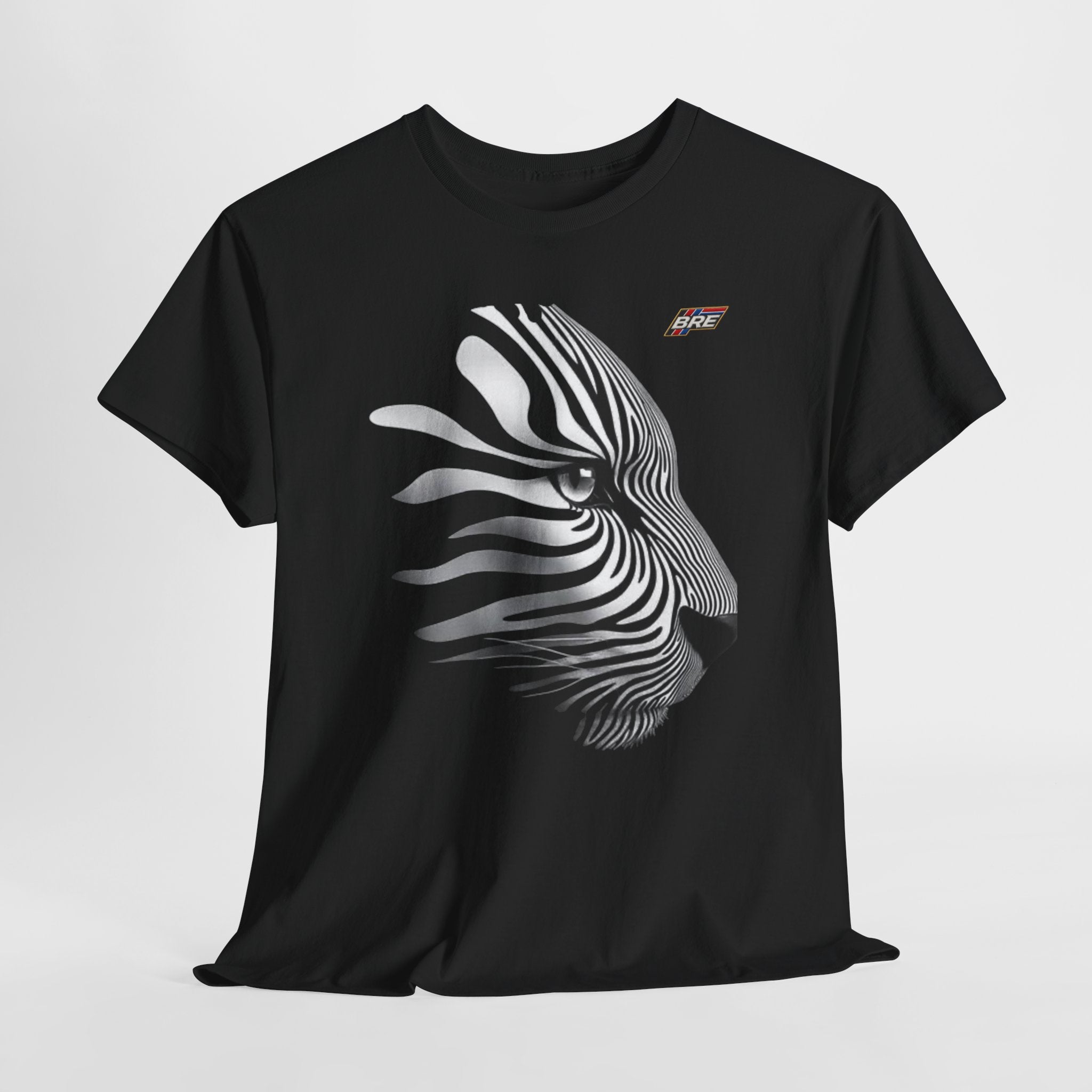 Zebra Illusion Tee — Monochrome Optical Animal Graphic Shirt