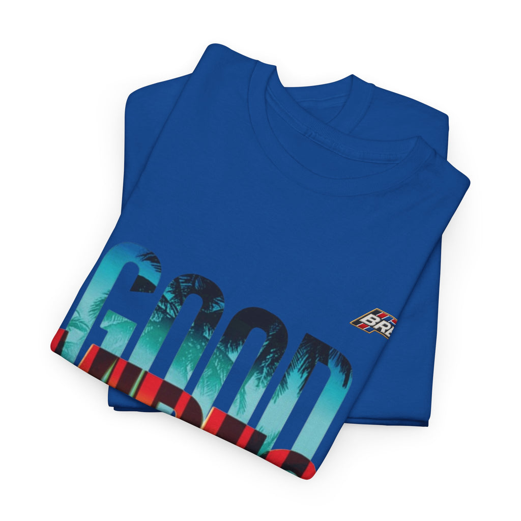 Good Vibes Graphic Tee — Sunset Palm Beach Retro T-Shirt