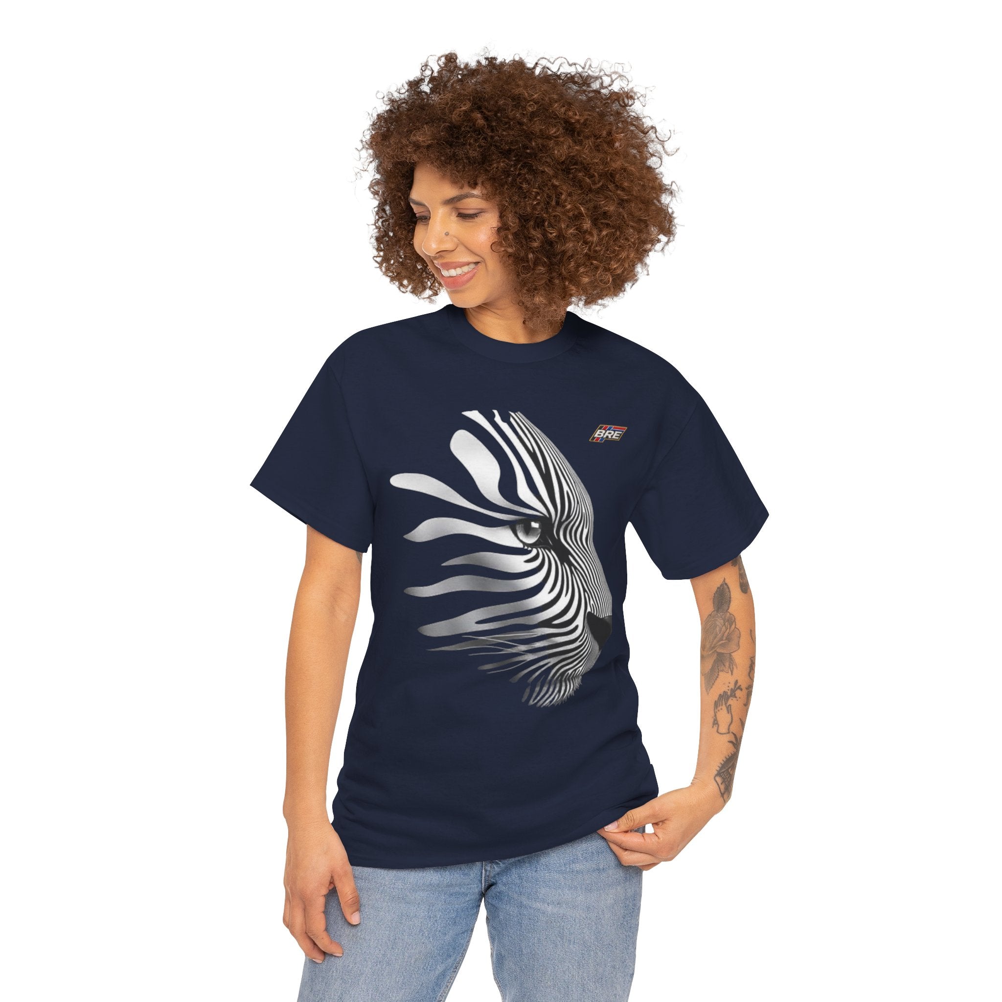 Zebra Illusion Tee — Monochrome Optical Animal Graphic Shirt